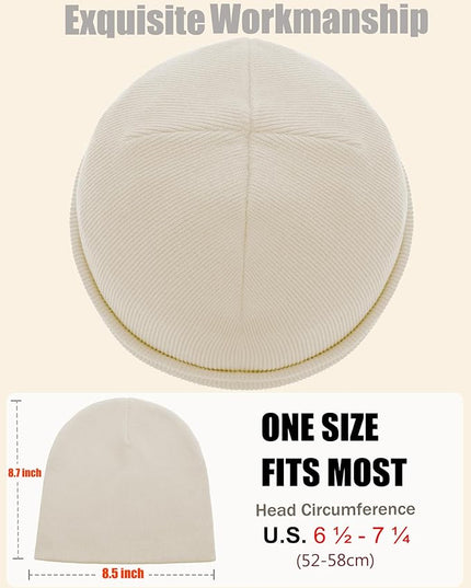 choshion 100% Cotton Beanie Hat, Cuffless Beanies Warm Knit Winter Skull Cap, Unisex Soft Fisherman Hats for Women Men