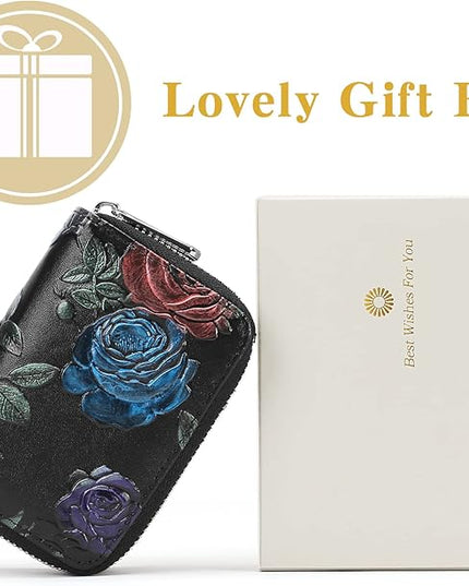 GOIACII Small Genuine Leather Wallet for Women, RFID Blocking Credit Card Holder Wallet