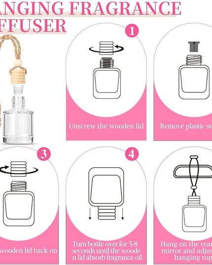 AROIC Car Air Freshener - Pink Sparkle Champagne Fragrance, 6 Pack Long Lasting Essential Oil Fragrance Diffuser, Hanging Cute Automotive Perfumes Interior Decor, Pink Car Accessories for Women & Men