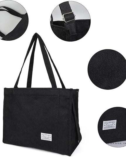 Valleycomfy Corduroy Tote Bag for Women Travel Crossbody Bag Purse Women Shoulder Bags Work Handbags Everyday Hobo Bag