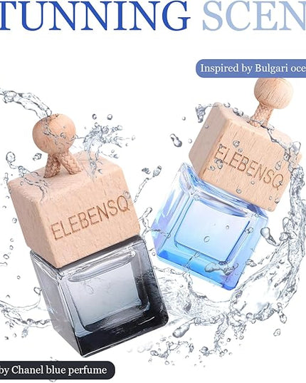2 Pack Car Air Freshener Essential Oil Diffuser, Luxurious Midnight Blue & Winter Ocean Fragrance, Long-Lasting Automotive Air Fresheners, for Friends’ Birthdays and New Year