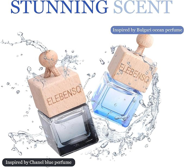 2 Pack Car Air Freshener Essential Oil Diffuser, Luxurious Midnight Blue & Winter Ocean Fragrance, Long-Lasting Automotive Air Fresheners, for Friends’ Birthdays and New Year