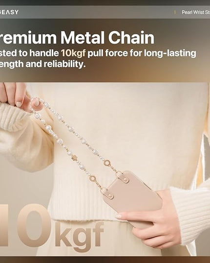 MAGEASY Phone Charm for Women - Cell Phone Wrist Strap with Teather Tab - Pearl Series