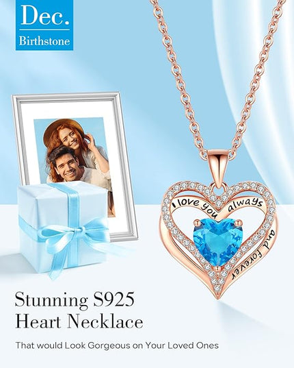 S925 Sterling Silver Necklace for Women, Wife Jewelry Rose Gold, Mom Birthday Valentines Mothers Day Gifts, Girlfriend Necklaces, Daughter Heart Jewel, Anniversary for Her