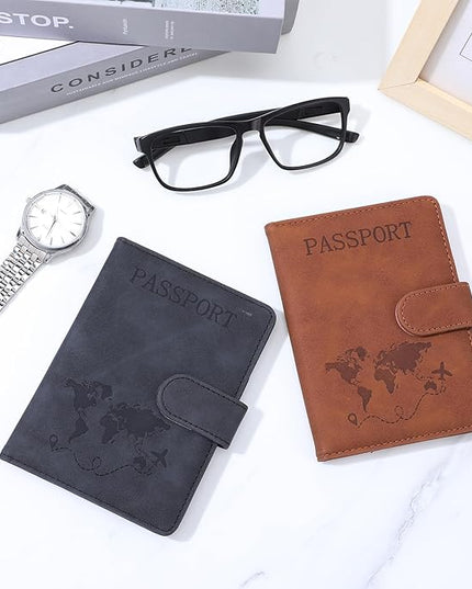 2 Pack Passport Holder for Travel, Passport Wallet Cover Case Waterproof RFID Blocking Passport Holder with Pen Holder Travel Essential, Passport Book Holders for Women and Men(C)