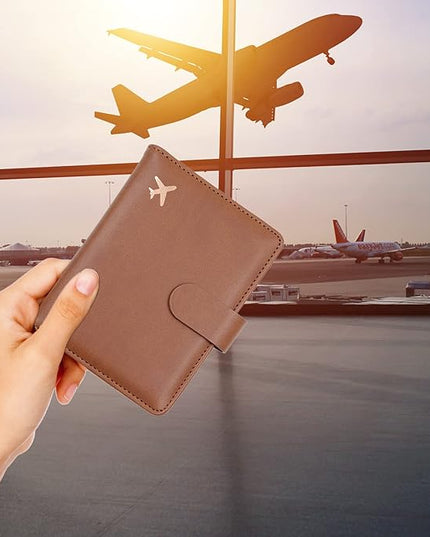 Melsbrinna Premium Leather Passport Holder Covers Case, Waterproof Rfid Blocking Travel Wallet Passport Holder with Pen Holder, Cute Passport Book for Women/Men