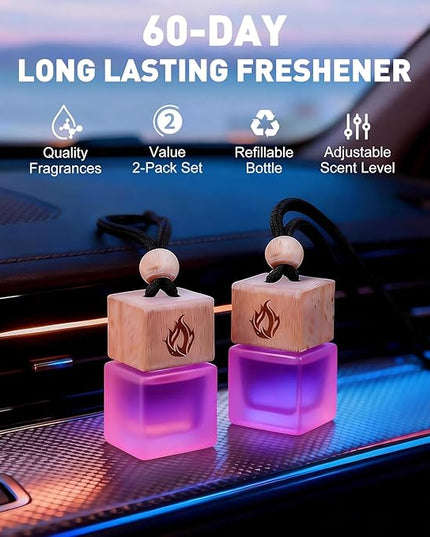Car Air Freshener Hanging 2 Pack, Vanilla Cream Scent Car Air Fresheners Diffuser, Long Lasting Car Fragrance, Cute Car Accessories for Women