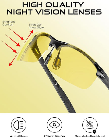 ATTCL Polarized Sunglasses Men Sports: UV Protection Anti Glare Wrap Around Lightweight Metal Driving Fishing Golf Running