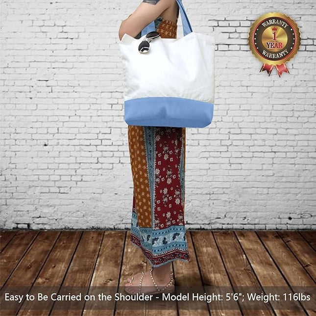 TOPDesign 3-Pack Super Strong Large 12oz Cotton Canvas Tote Bags, Reusable Grocery Shopping Cloth Bags, Fashionable Two-Tone Totes for Crafts, DIY Your Creative Designs