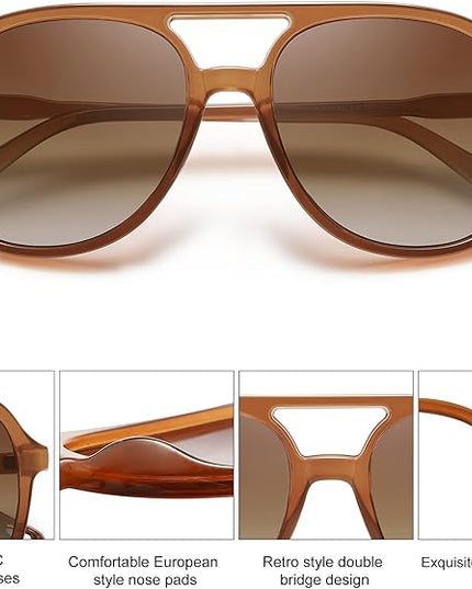 SOJOS Retro Polarized Aviator Sunglasses Womens Mens Classic 70s 80s Vintage Trendy Square Aviators SJ2174