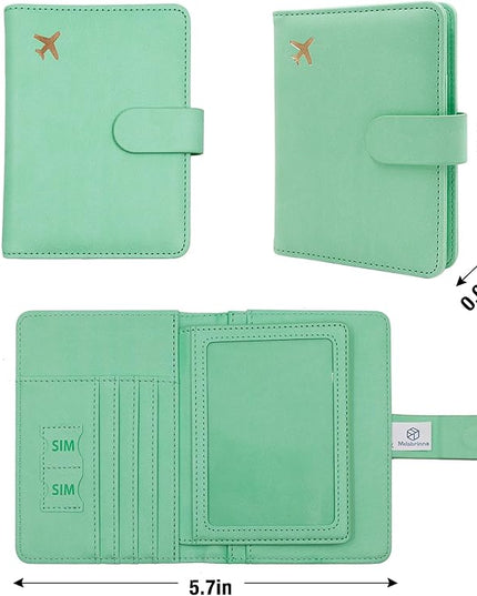 Melsbrinna Rfid Passport Holder for Travel women/Men, Cute Passport Wallet Rfid Blocking Card Slots, Rfid Passport Cover/CaseTravel Wallet, Passport Book Holder (1, Green3)