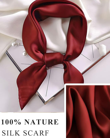 100% Mulberry Silk Scarf for Women Hair Lightweight Square Neckerchief Wrap For Head Scarves 21"