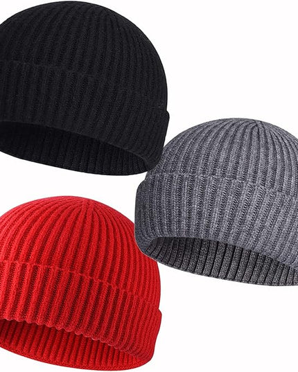 50% Wool Warm Cuffed Swag Knit Short Fisherman Beanie for Men Women Winter Hats Trawler Skull Cap