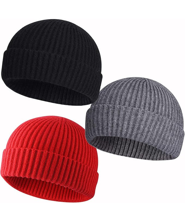 50% Wool Warm Cuffed Swag Knit Short Fisherman Beanie for Men Women Winter Hats Trawler Skull Cap