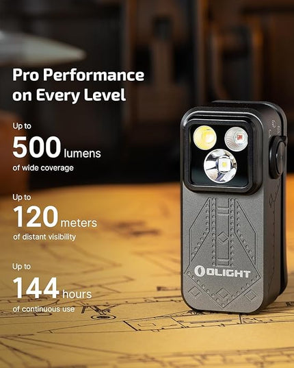 OLIGHT Oclip Pro EDC Flashlight Clip-on Light, Rechargeable 500 Lumens with Three Lighting Solutions Type-C Charging, Magnetic Flash Lights for Outdoor or Indoor Use(Phantom Squadron)