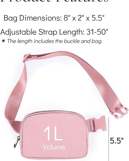 YOSHUYUKI Fanny Pack Crossbody Bag Trendy Waterproof Small Sling Cross Body Purse for Women Men Fashion Waist Packs Mini Belt Pouch Chest Bum Hip Bag Lulu Dupes for Travel Vacation Running Pink