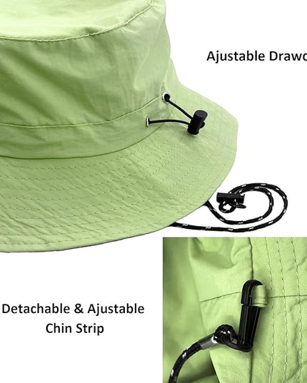 woogwin Waterproof Bucket Rain Hat with Chin Strap Quick Dry Packable Boonie Sun Hat Safari Hat UV Protection