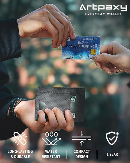 Artpaxy Slim Wallet for Men & Women, Minimalist Front Pocket Card Holder for Travel, RFID Blocking, Water Resistant Nylon Wallet for ID & Cash & Credit Card