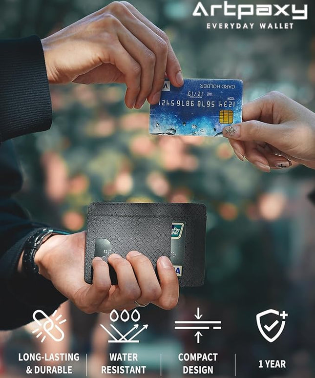 Artpaxy Slim Wallet for Men & Women, Minimalist Front Pocket Card Holder for Travel, RFID Blocking, Water Resistant Nylon Wallet for ID & Cash & Credit Card