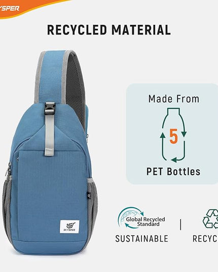 SKYSPER Sling Bag RFID Cross Body Bag Recycled Crossbody Backpack Travel Daypack