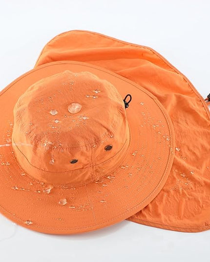 Home Prefer UPF50 Mens Sun Hat with Neck Flap Quick Dry UV Protection Cap Womens Wide Brim Fishing Hat Neck Flap Beach Garden