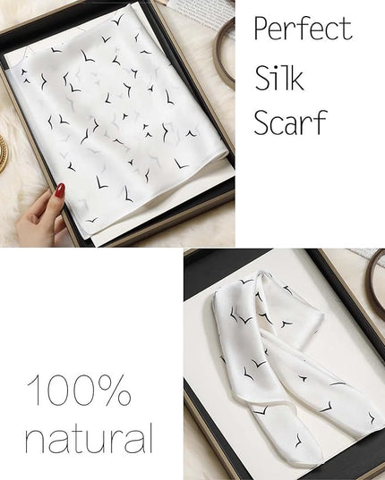 kcctoo 27.5" Mulberry Silk Feeling Head Scarf Women's Fashion Square Neck Satin Scarfs for Bag Hair Scarves Gift