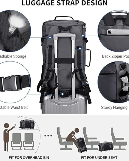 WITZMAN Travel Backpack for Men Convertible Large Carry on Backpack with Shoe Compartment for Airplanes Fit 17 Inch Laptop(B689 Silvery Grey)