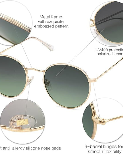 SOJOS Small Round Polarized Sunglasses for Women Men Classic Vintage Retro Shades UV400 SJ1014