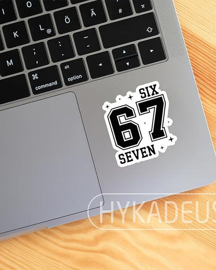 (3Pcs) Funny Six Seven 67 Stickers 6 7 Meme Vinyl Decals Waterproof for Laptop, Water Bottle, Phone Case, Tumbler, Helmet, Scrapbooking, 3" x 2.8"