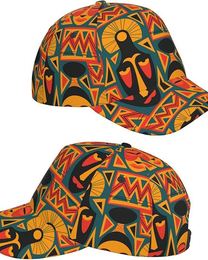 African Ethnic Tribal Style Baseball Cap for Men Women, Fashion Adjustable African Hat Casual Trucker Hats Sun Caps