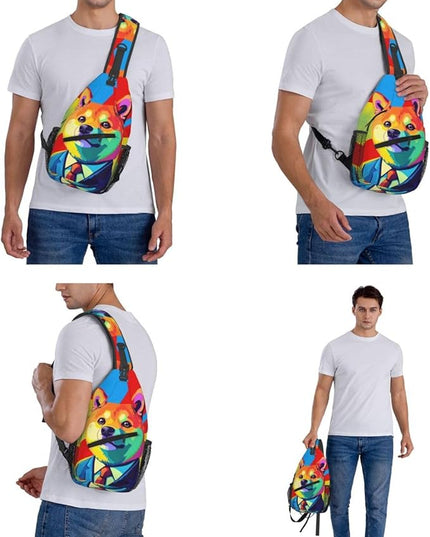 Animal Face Sling Bag Crossbody Bags Chest Bag Backpack for Travel Running and Hiking for Men Women Colorful Dog 2