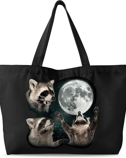 Large Tote Bag for Women - Canvas Tote Bag with Zipper Aesthetic Reusable Shoulder Bag for Gym, Travel, Work