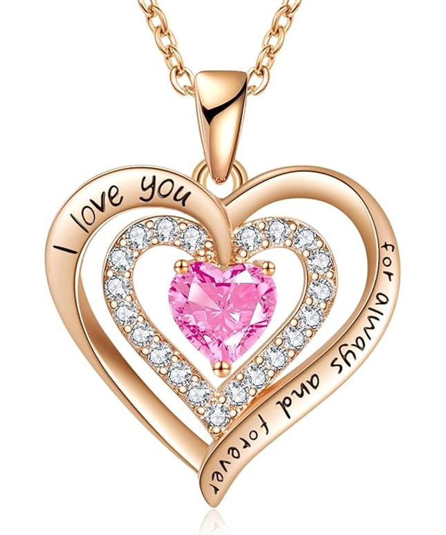 REDBEE Necklaces for Women Birthstone Heart Necklace Jewelry for Wife Girlfriend Woman Necklace