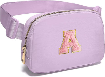 Gitus Initial Belt Bag Fanny Pack Crossbody Bag for Girls Birthday Gifts Age 8-10 Teen Girl Gifts Trend Stuff Personalized Letter Gifts for Daughter Sister (Lavender-A)