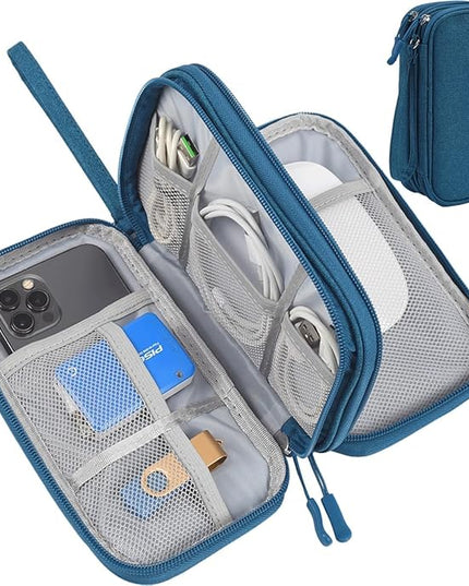 Electronic Organizer Travel Cable Accessories Bag, Waterproof Electronic Organizer Case, Accessories Organizer Bag for Power Bank, Charging Cords, Chargers, USB Cable, Earphones (Dark Green)