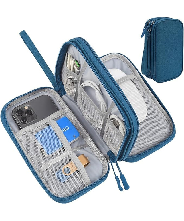 Electronic Organizer Travel Cable Accessories Bag, Waterproof Electronic Organizer Case, Accessories Organizer Bag for Power Bank, Charging Cords, Chargers, USB Cable, Earphones (Dark Green)