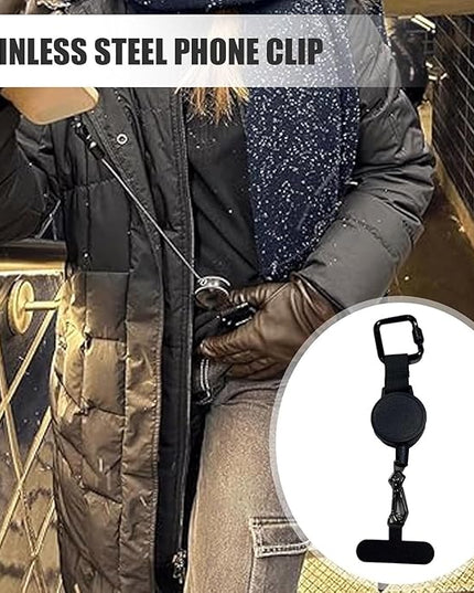 Anti-Theft Cell Retractable Phone Lanyard, Outdoor Phone Strap with Retractable Steel Line for Phone Case ID Holder Keys Phone Accessories Travel Essential