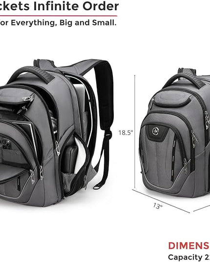 Swissdigital Design TSA Business Laptop Backpack For Men,Travel Backpack With USB Charging Port,College Tech Backpacks With RFID Pockets Presents For Men Fits 15.6 Inch Computer Grey | J16BT-03
