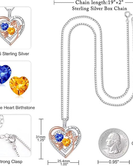 Iefil Christmas Gifts for Women - Sterling Silver Birthstone Necklace Anniversary Birthday Gifts for Her Wife Mom Daughter