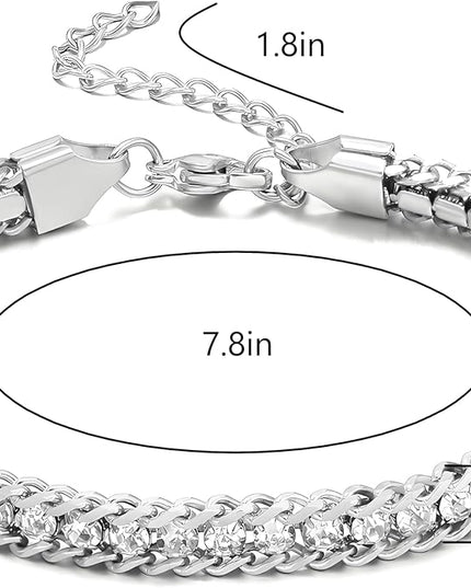 DASIQI Zirconia Tennis Bracelet for Women Hypoallergenic Gold Silver Titanium Steel Chains with Rainbow Stones, Pavé Sparkle | Everyday Luxury