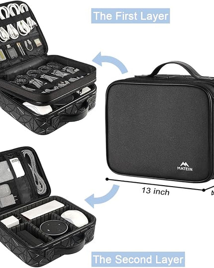 MATEIN Cord Organizer Case with Adjustable Divider, DJ Cable File Bag for DJ Gear, Sound Instrument and Music Equipment Accessories, Shockproof Portable Double Layer Cord Bags, Black