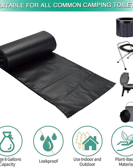 80 Compostable Poop Bags: 8 Gallon, 5 Gallon Bucket & Outdoor Camping Disposable Biodegradable Waste Bags