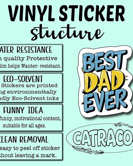 (3Pcs) Best Dad Ever Sticker, Decal Gifts Dad Decorate Books Laptop Phone Water Bottles Kindles Stickers Tumbler Sticker Waterproof Vinyl Decorate Sticker 2.5 x 3 Inch