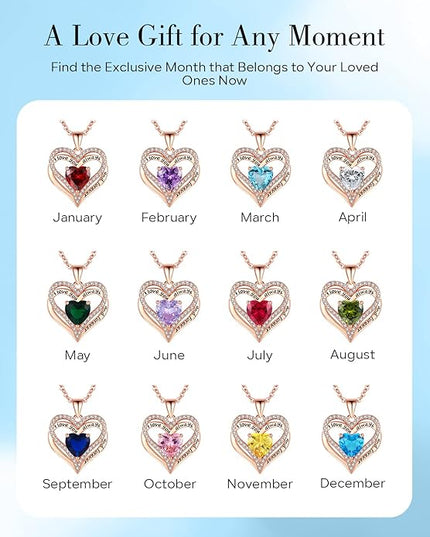 S925 Sterling Silver Necklace for Women, Wife Jewelry Rose Gold, Mom Birthday Valentines Mothers Day Gifts, Girlfriend Necklaces, Daughter Heart Jewel, Anniversary for Her