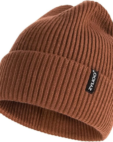 Zylioo Oversize Beanie Hats, XXL Big Size Ribbed Knit Cuffed Winter Hat for Cold Weather, Warm Skull Watch Cap