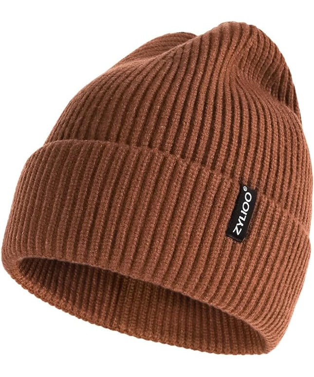 Zylioo Oversize Beanie Hats, XXL Big Size Ribbed Knit Cuffed Winter Hat for Cold Weather, Warm Skull Watch Cap