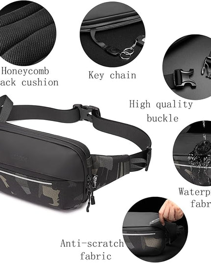 IVESIGN Crossbody Fanny Pack Belt Bag for Women & Men with Multi-Pockets, Waterproof Sling Bag for Travel, Running, Hiking, Cycling, Fashion Waist Bag Fits All Phones