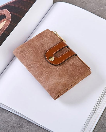 AOXONEL Women's Rfid Small Bifold Leather Wallet Ladies Mini Zipper Coin Purse id card Pocket,Slim Compact Thin