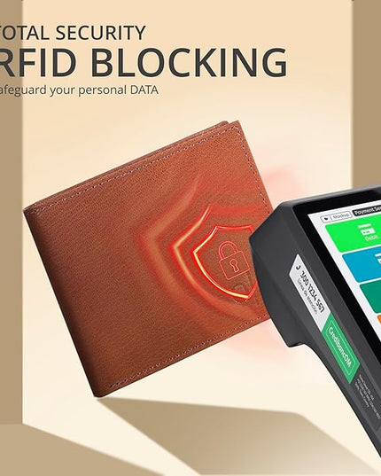 Oak Leathers Slim Leather Wallet for Men - RFID Wallets Credit Card Holder Ultra Thin Gift for Mens, Front Pocket Minimalist Design