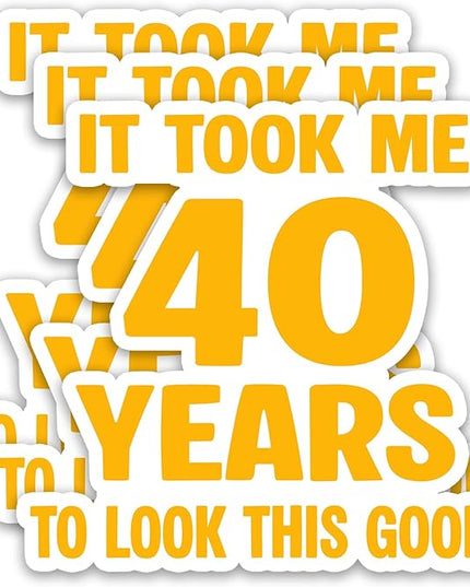 (3Pcs) Funny 40th Birthday Stickers – It Took me 40 Years to Look This Good - Cheers to 40 Years Waterproof Vinyl Decals for Forty Birthday Gifts, Water Bottles, Scrapbooks, Journals, 3 x 2.7 inch